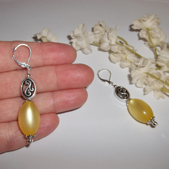 Yellow Statement Earrings Beaded Long Dangle Dangle Drop Fashion Accessory 4299 - Picture 3 of 6